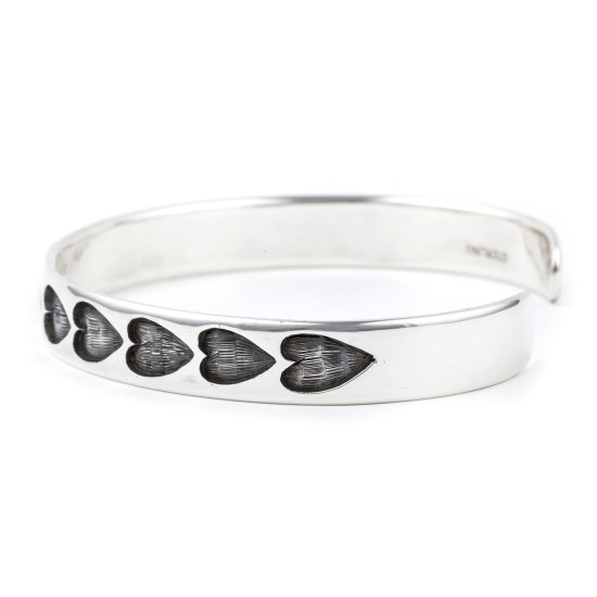Heart .925 Sterling Silver Certified Authentic Handmade Hopi Overlay Native American Bracelet 13219-3