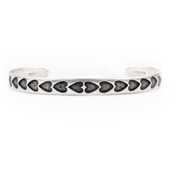 Heart .925 Sterling Silver  Certified Authentic Handmade Hopi Native American Bracelet 13219-1