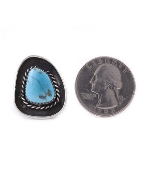 .925 Sterling Silver Certified Authentic Handmade Navajo Native American Natural Turquoise Ring  13226