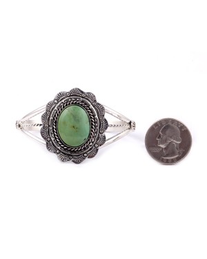 .925 Sterling Silver Certified Authentic Handmade Navajo Native American Natural Turquoise Cuff Bracelet 24544