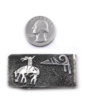 End of the Trail .925 Sterling Silver Ray Begay Certified Authentic Handmade Navajo Native American Money Clip  13194-13
