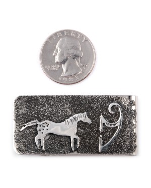 Horse .925 Sterling Silver Ray Begay Certified Authentic Handmade Navajo Native American Money Clip  13194-18