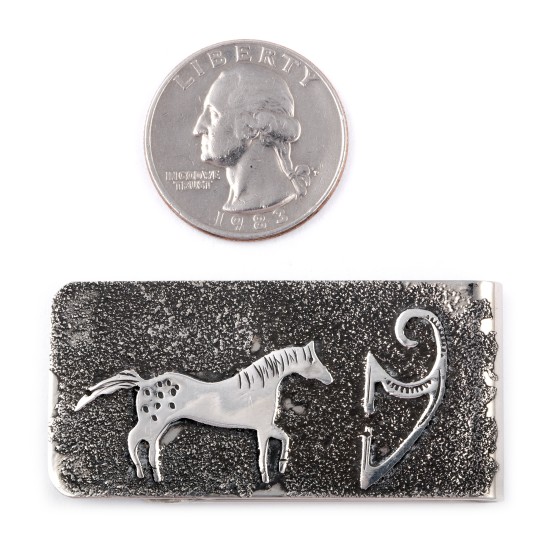 Horse .925 Sterling Silver Ray Begay Certified Authentic Handmade Navajo Native American Money Clip  13194-18