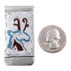 Deer .925 Sterling Silver Ray Begay Certified Authentic Handmade Navajo Native American Natural Turquoise Coral Money Clip 11253-5