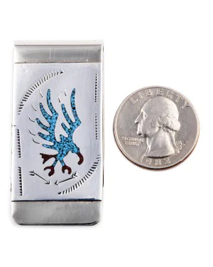 Eagle .925 Sterling Silver Handmade Navajo Native American Turquoise Coral Money Clip 11253-8 Eagle .925 Sterling Silver Handmade Navajo Native American Turquoise Coral Money Clip 11253-8