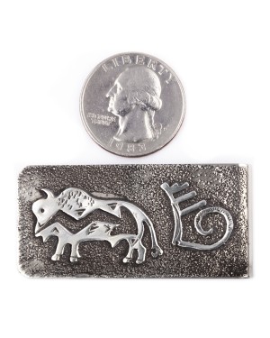Buffalo .925 Sterling Silver Ray Begay Certified Authentic Handmade Navajo Native American Money Clip  13194-19