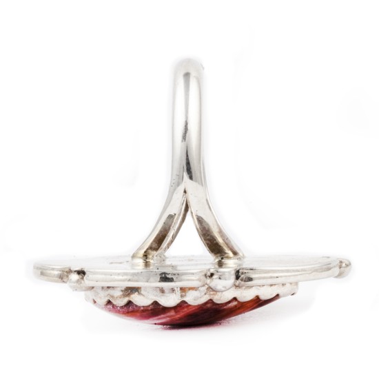 Flower .925 Sterling Silver Certified Authentic Handmade Navajo Native American Natural Purple Spiny Oyster Ring 17022-100 Flower .925 Sterling Silver Certified Authentic Handmade Navajo Native American Natural Purple Spiny Oyster Ring 17022-100
