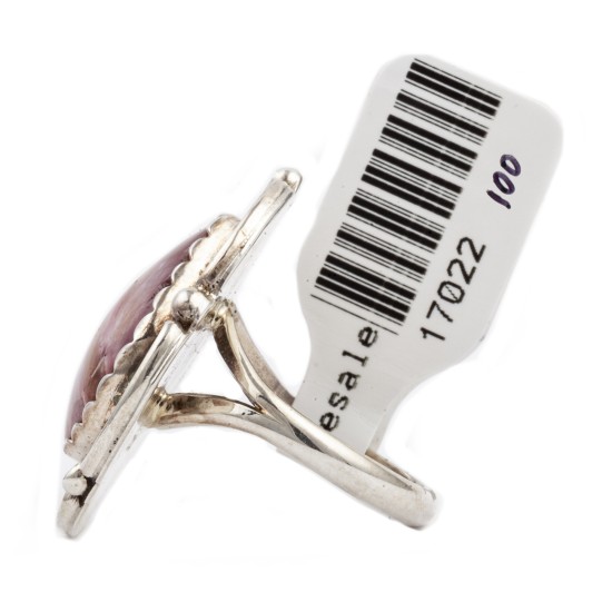 Flower .925 Sterling Silver Certified Authentic Handmade Navajo Native American Natural Purple Spiny Oyster Ring 17022-100 Flower .925 Sterling Silver Certified Authentic Handmade Navajo Native American Natural Purple Spiny Oyster Ring 17022-100