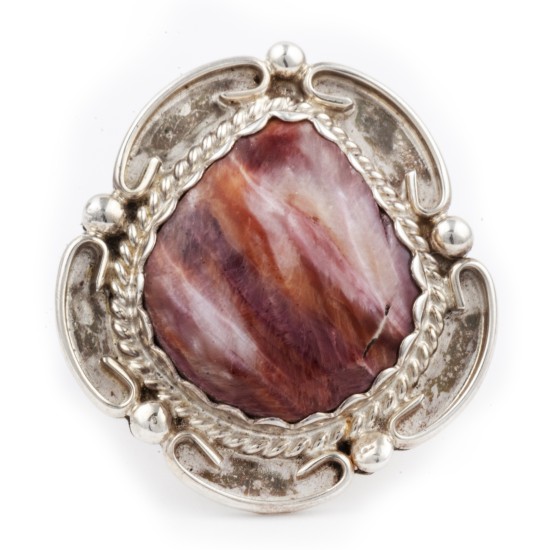 Flower .925 Sterling Silver Certified Authentic Handmade Navajo Native American Natural Purple Spiny Oyster Ring 17022-100 Flower .925 Sterling Silver Certified Authentic Handmade Navajo Native American Natural Purple Spiny Oyster Ring 17022-100