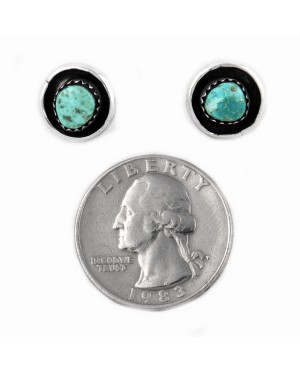 .925 Sterling Silver Certified Authentic Handmade Navajo Native American Natural Turquoise Earrings  390725821587