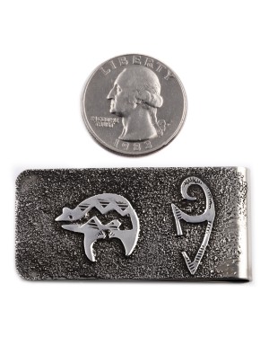 Bear .925 Sterling Silver Certified Authentic Handmade Navajo Native American Money Clip 13194-5
