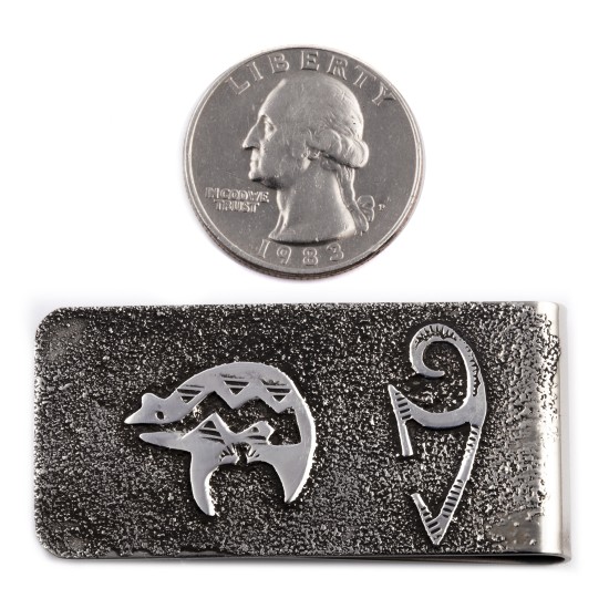 Bear .925 Sterling Silver Certified Authentic Handmade Navajo Native American Money Clip 13194-5