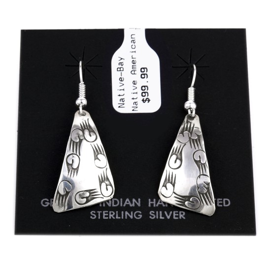Bear Paw .925 Sterling Silver Certified Authentic Handmade Navajo Native American Dangle Earrings 27261-1 Bear Paw .925 Sterling Silver Certified Authentic Handmade Navajo Native American Dangle Earrings 27261-1