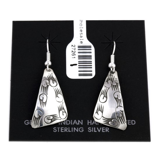 Bear Paw .925 Sterling Silver Certified Authentic Handmade Navajo Native American Dangle Earrings 27261-1 Bear Paw .925 Sterling Silver Certified Authentic Handmade Navajo Native American Dangle Earrings 27261-1