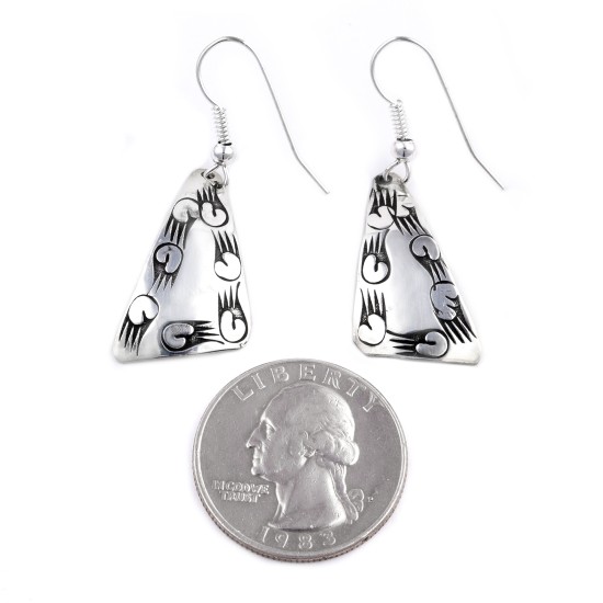 Bear Paw .925 Sterling Silver Certified Authentic Handmade Navajo Native American Dangle Earrings 27261-1 Bear Paw .925 Sterling Silver Certified Authentic Handmade Navajo Native American Dangle Earrings 27261-1