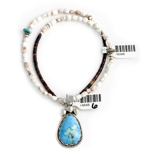 Drop .925 Sterling Silver Certified Authentic Handmade Navajo Native American Natural Turquoise Necklace And Pendant 390682203299