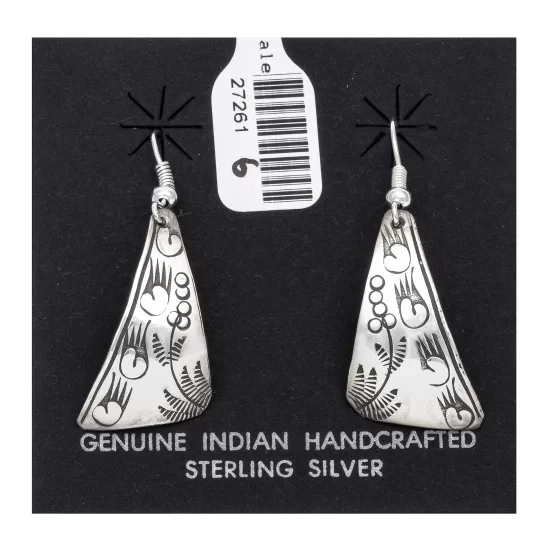 Bear Paw Flower .925 Starling Silver Handmade Navajo Native American Earrings 27261-6