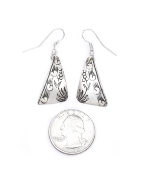 Bear Paw Flower .925 Starling Silver Certified Authentic Handmade Navajo Native American Earrings  27261-6