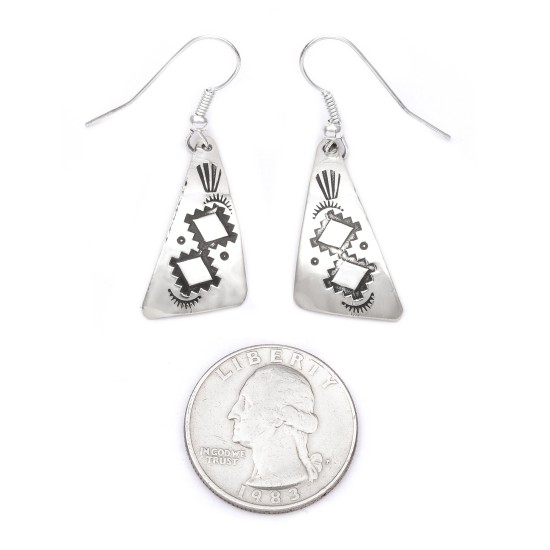 Sun Dimond .925 Starling Silver Certified Authentic Handmade Navajo Native American Earrings  27261-7