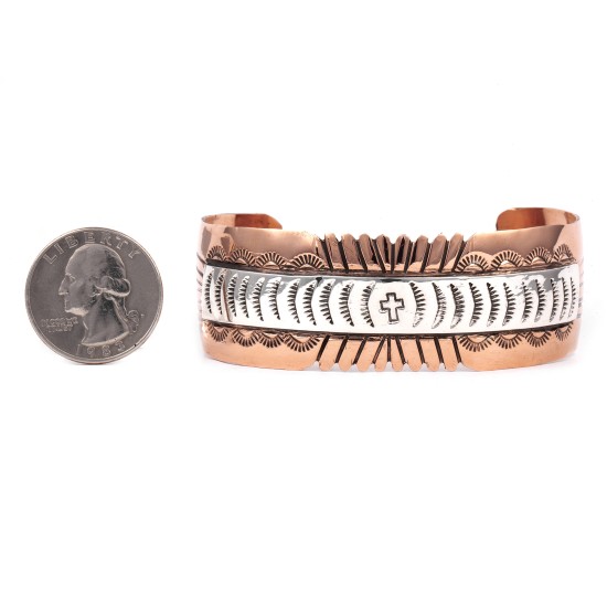 Sun Cross .925 Sterling Silver Copper Certified Authentic Handmade Navajo Native American Bracelet 245546 Sun Cross .925 Sterling Silver Copper Certified Authentic Handmade Navajo Native American Bracelet 245546