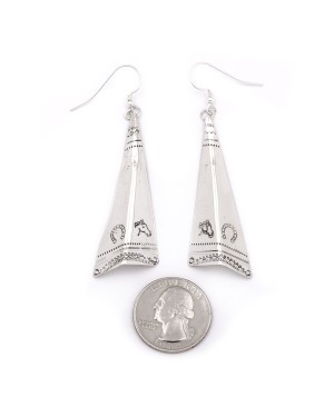 Horse Head Horseshoe .925 Starling Silver Certified Authentic Handmade Navajo Native American Earrings  27265-9