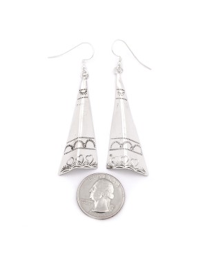 Heart Sun .925 Starling Silver Certified Authentic Handmade Navajo Native American Earrings  27265-4