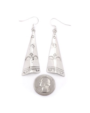 Flower Cross Sun Mountain .925 Starling Silver Certified Authentic Handmade Navajo Native American Earrings  27265-3