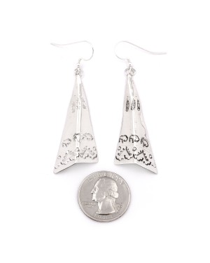 Feather Buffalo Teepee .925 Starling Silver Certified Authentic Handmade Navajo Native American Earrings  27265-1