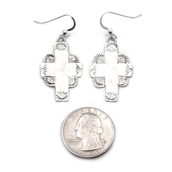 Cross Sun .925 Starling Silver Certified Authentic Handmade Navajo Native American Earrings  27263