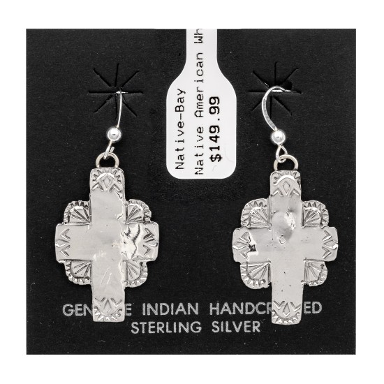 Cross Sun .925 Starling Silver Certified Authentic Handmade Navajo Native American Earrings  27263