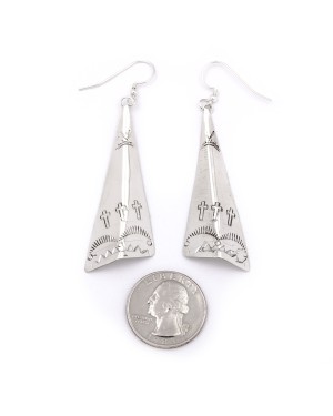 Cross Sun Mountain .925 Starling Silver Certified Authentic Handmade Navajo Native American Earrings  27265-7