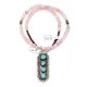Sun .925 Sterling Silver Certified Authentic Handmade Navajo Native American Natural Turquoise And Rose Quartz Necklace And Pendant   370929328033