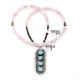 Sun .925 Sterling Silver Certified Authentic Handmade Navajo Native American Natural Turquoise And Rose Quartz Necklace And Pendant   370929328033