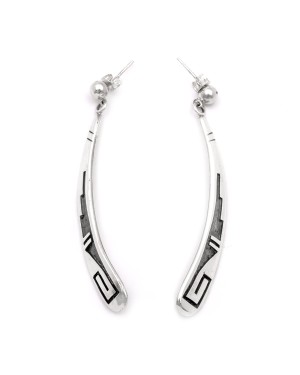 .925 Starling Silver Certified Authentic Handmade Navajo Native American Earrings 12858