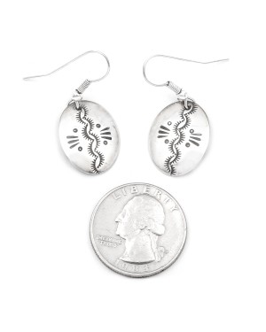 Sun .925 Starling Silver Certified Authentic Handmade Navajo Native American Earrings  27260-2