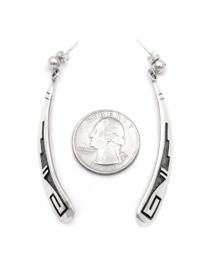 .925 Starling Silver Certified Authentic Handmade Navajo Native American Earrings 12858