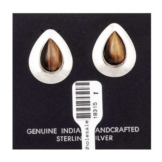 Drop .925 Starling Silver Certified Authentic Handmade Navajo Native American Tigers Eye Earrings 18315-1 Drop .925 Starling Silver Certified Authentic Handmade Navajo Native American Tigers Eye Earrings 18315-1