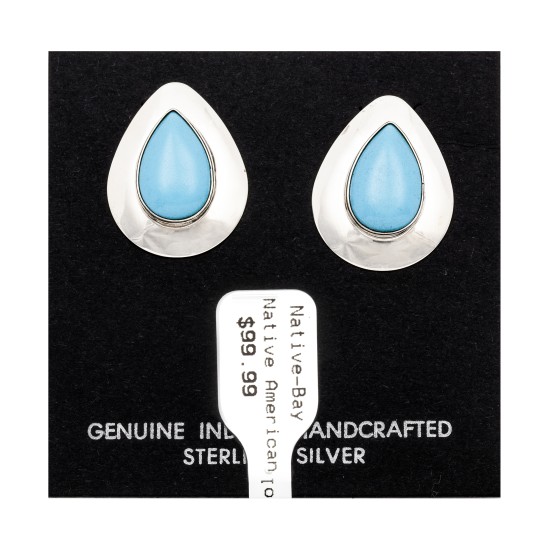 Drop .925 Starling Silver Certified Authentic Handmade Navajo Native American Natural Turquoise Earrings 18315-2 Drop .925 Starling Silver Certified Authentic Handmade Navajo Native American Natural Turquoise Earrings 18315-2