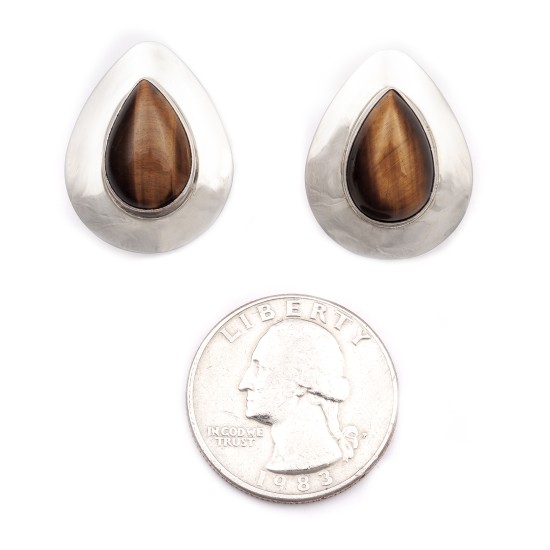 Drop .925 Starling Silver Certified Authentic Handmade Navajo Native American Tigers Eye Earrings 18315-1 Drop .925 Starling Silver Certified Authentic Handmade Navajo Native American Tigers Eye Earrings 18315-1