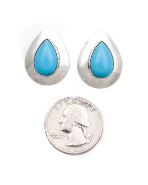 Drop .925 Sterling Silver Navajo Turquoise Earrings 18315-2 Drop .925 Sterling Silver Navajo Turquoise Earrings 18315-2