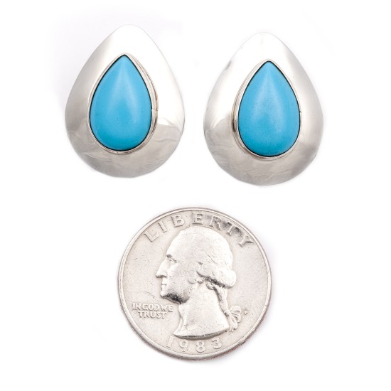 Drop .925 Starling Silver Certified Authentic Handmade Navajo Native American Natural Turquoise Earrings 18315-2 Drop .925 Starling Silver Certified Authentic Handmade Navajo Native American Natural Turquoise Earrings 18315-2