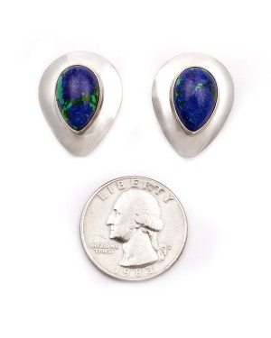Drop .925 Starling Silver Certified Authentic Handmade Navajo Native American Chrysocolla Earrings 18315-3 Drop .925 Starling Silver Certified Authentic Handmade Navajo Native American Chrysocolla Earrings 18315-3