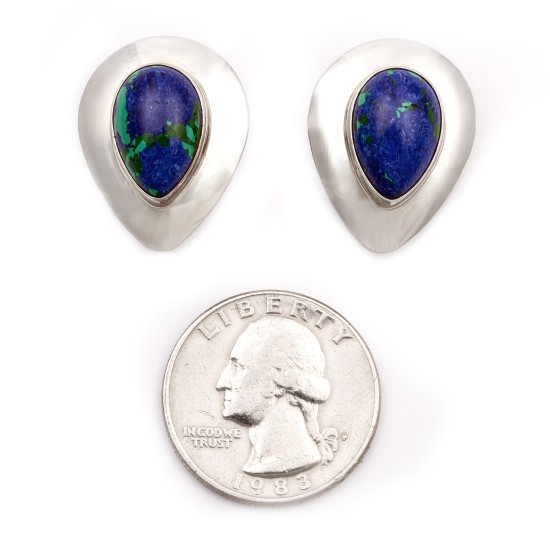 Drop .925 Starling Silver Certified Authentic Handmade Navajo Native American Chrysocolla Earrings 18315-3 Drop .925 Starling Silver Certified Authentic Handmade Navajo Native American Chrysocolla Earrings 18315-3
