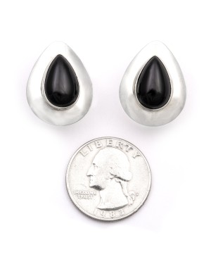 Drop .925 Starling Silver Certified Authentic Handmade Navajo Native American Black Onyx Earrings  18315-4