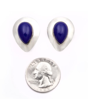 Drop .925 Starling Silver Certified Authentic Handmade Navajo Native American Lapis lazuli Earrings  18315-5