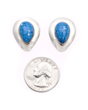 Drop .925 Starling Silver Certified Authentic Handmade Navajo Native American Lapis Denim Earrings  18315-6