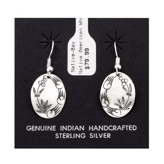 Flower Bear Paw .925 Starling Silver Handmade Navajo Native American Earrings 27260-7 Flower Bear Paw .925 Starling Silver Handmade Navajo Native American Earrings 27260-7