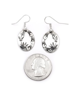 Flower Bear Paw .925 Starling Silver Certified Authentic Handmade Navajo Native American Earrings  27260-7