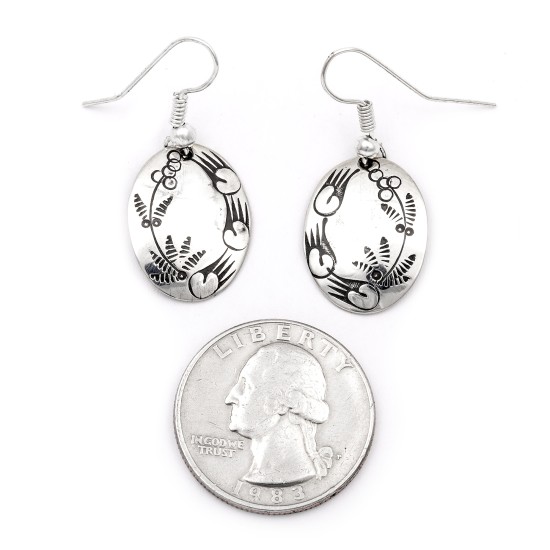 Flower Bear Paw .925 Starling Silver Certified Authentic Handmade Navajo Native American Earrings  27260-7