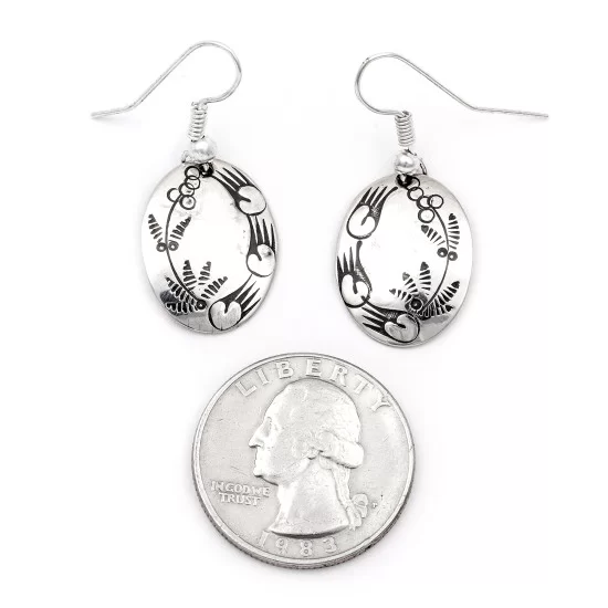 Flower Bear Paw .925 Starling Silver Handmade Navajo Native American Earrings 27260-7 Flower Bear Paw .925 Starling Silver Handmade Navajo Native American Earrings 27260-7